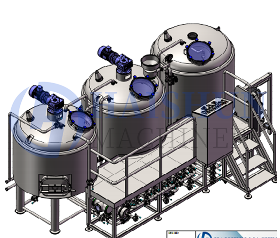 15BBL 3 vessels brewhouse MT/LT+BK+WT